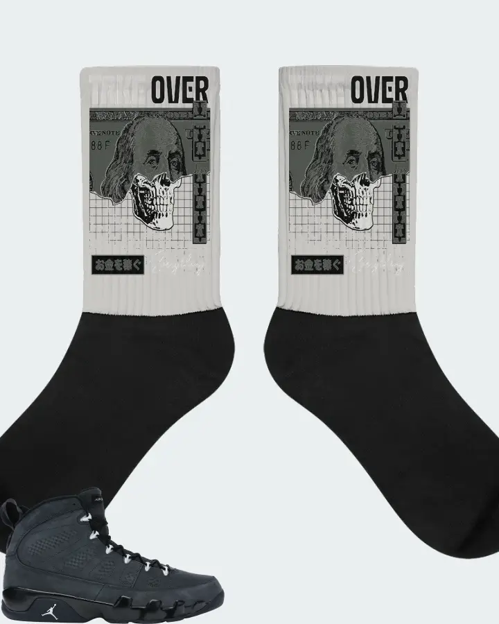 Jordan 9 Retro Sneaker Matching Grey Socks - Take Over