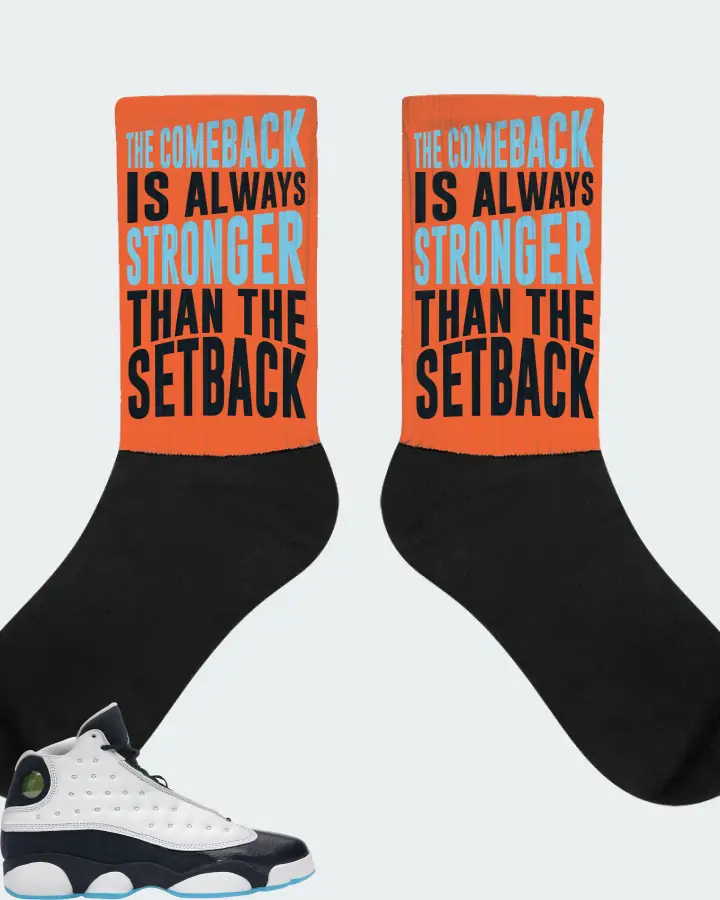 Jordan 13 Retro Sneaker Matching Orange Socks - The Comeback