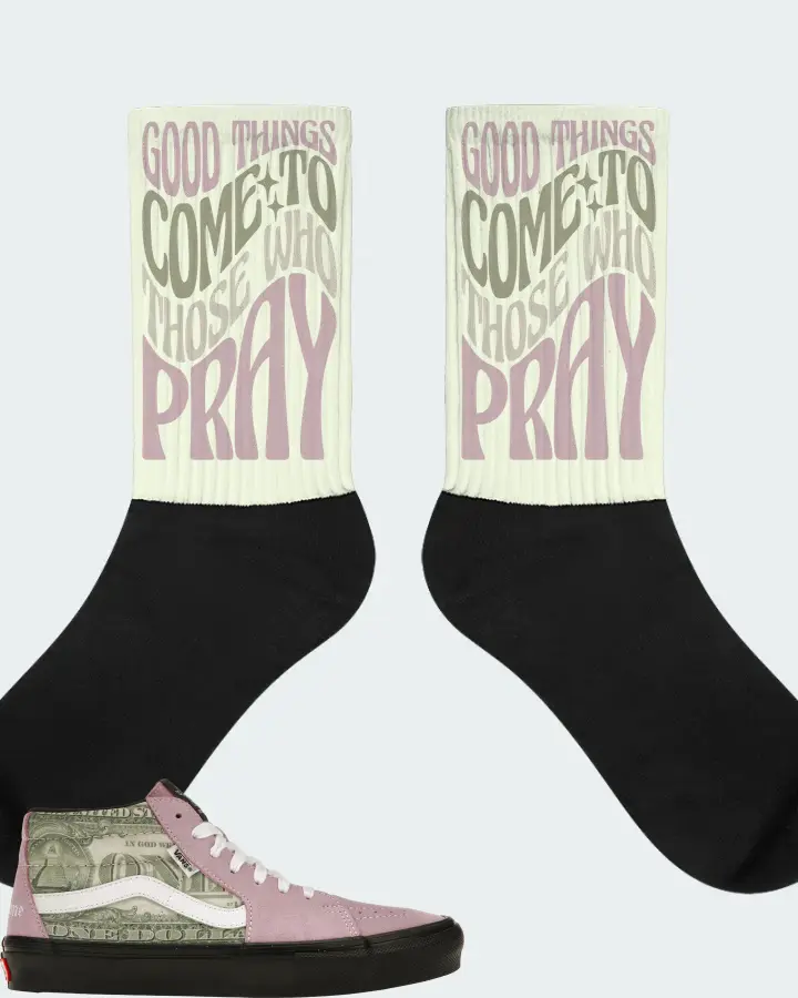 Vans Skate Grosso Mid Sneaker Matching Citron Socks - Good Things Come To Those Who Pray