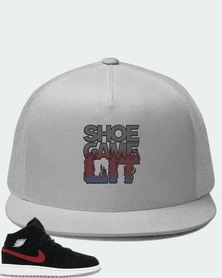 Jordan 1 Mid Sneaker Matching White Hat - Shoe Game Lit Refreshed
