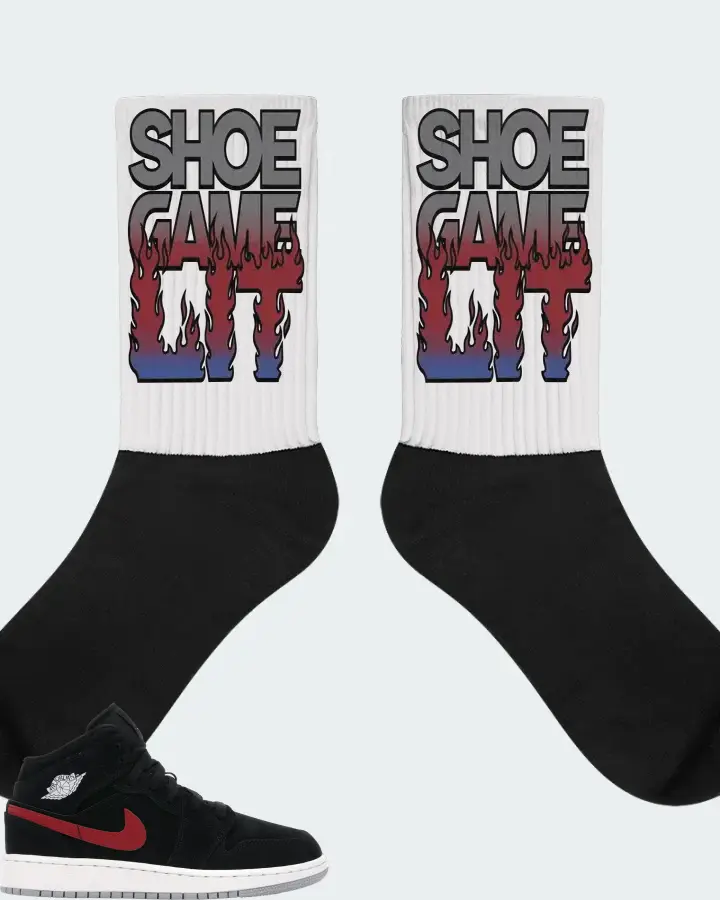 Jordan 1 Mid Sneaker Matching White Socks - Shoe Game Lit Refreshed