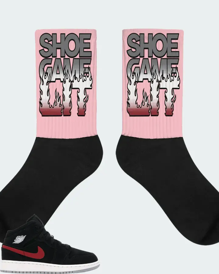 Jordan 1 Mid Sneaker Matching Pink Socks - Shoe Game Lit Refreshed