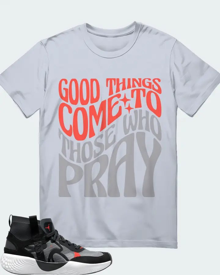 Jordan Delta 3 Mid Sneaker Matching Light Blue T-Shirt - Good Things Come To Those Who Pray