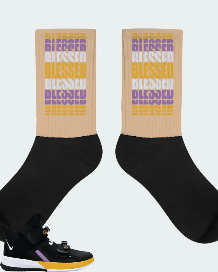 Nike LeBron Soldier 13 Sneaker Matching Cream Socks - BLESSED Many Times