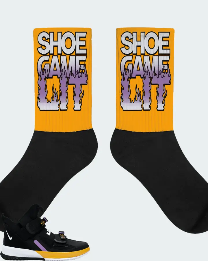 Nike LeBron Soldier 13 Sneaker Matching Gold Socks - Shoe Game Lit Refreshed