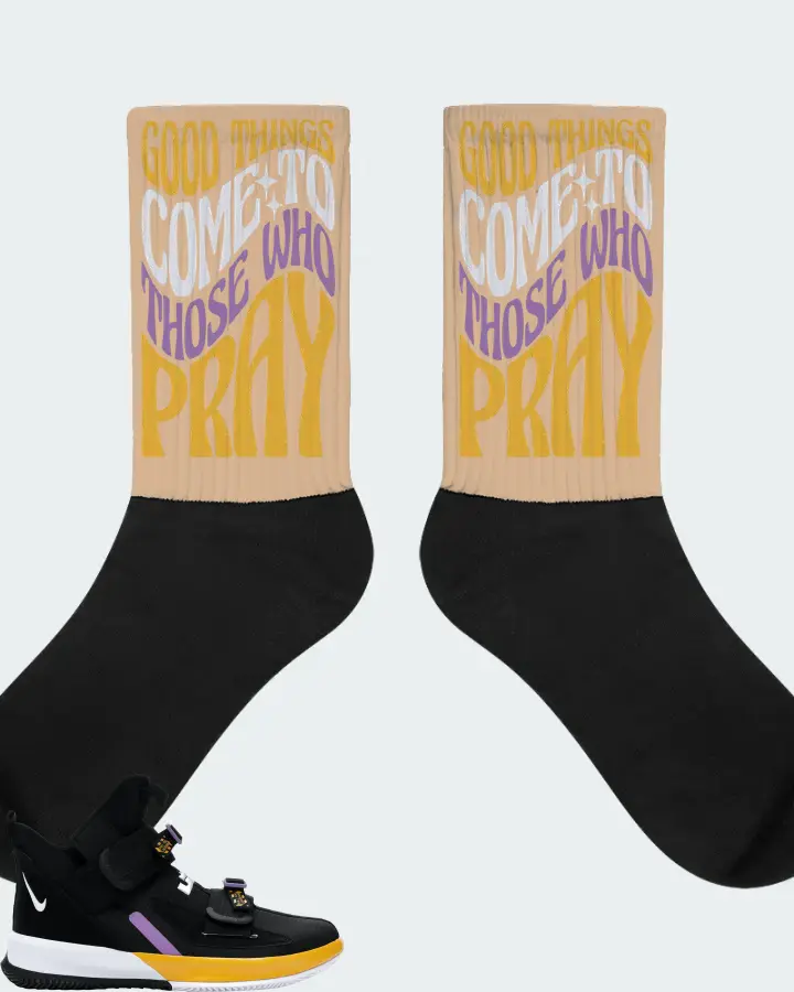 Nike LeBron Soldier 13 Sneaker Matching Cream Socks - Good Things Come To Those Who Pray