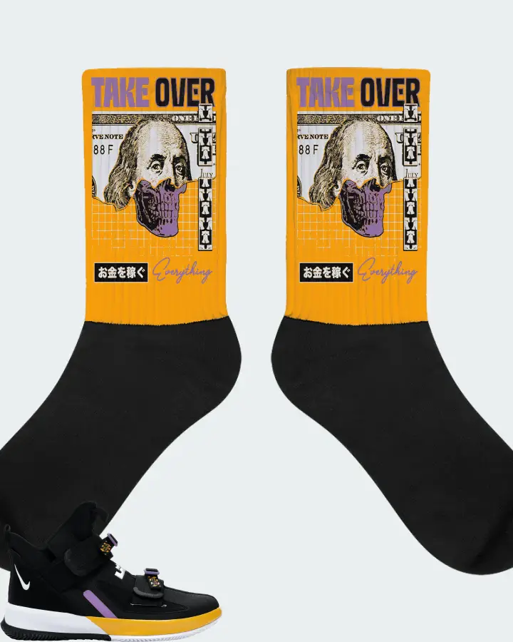Nike LeBron Soldier 13 Sneaker Matching Gold Socks - Take Over