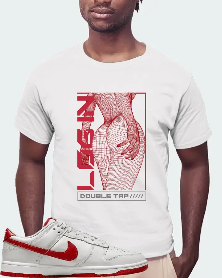 Nike Dunk Low Bone Red  Sneaker Matching White T-Shirt (LOGIN) - View 4