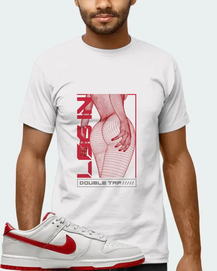 Nike Dunk Low Bone Red  Sneaker Matching White T-Shirt (LOGIN) - View 6