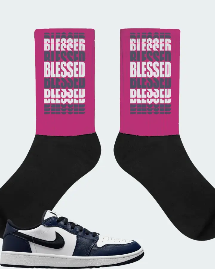 Jordan 1 Retro Low Golf Sneaker Matching Berry Socks - BLESSED Many Times
