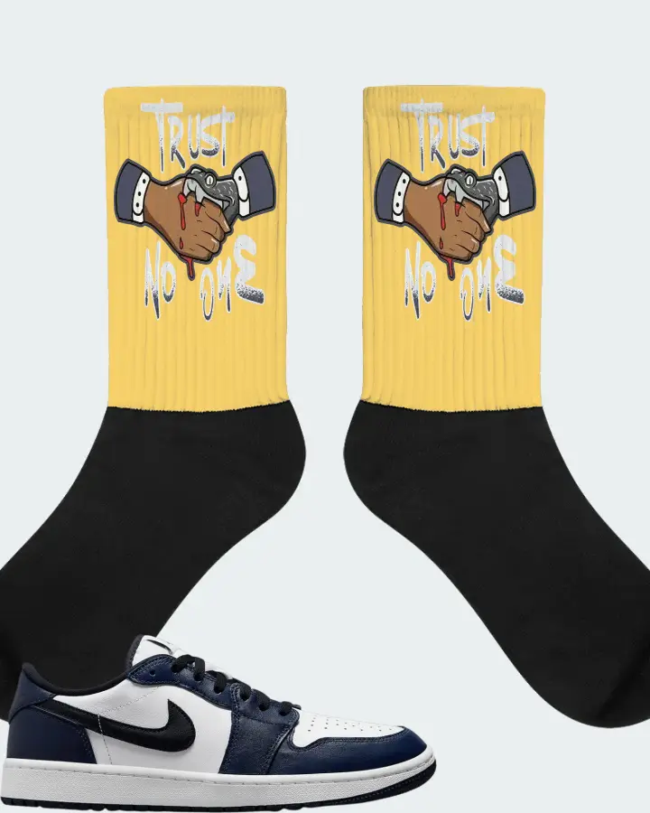 Jordan 1 Retro Low Golf Sneaker Matching Yellow Socks - Trust No One