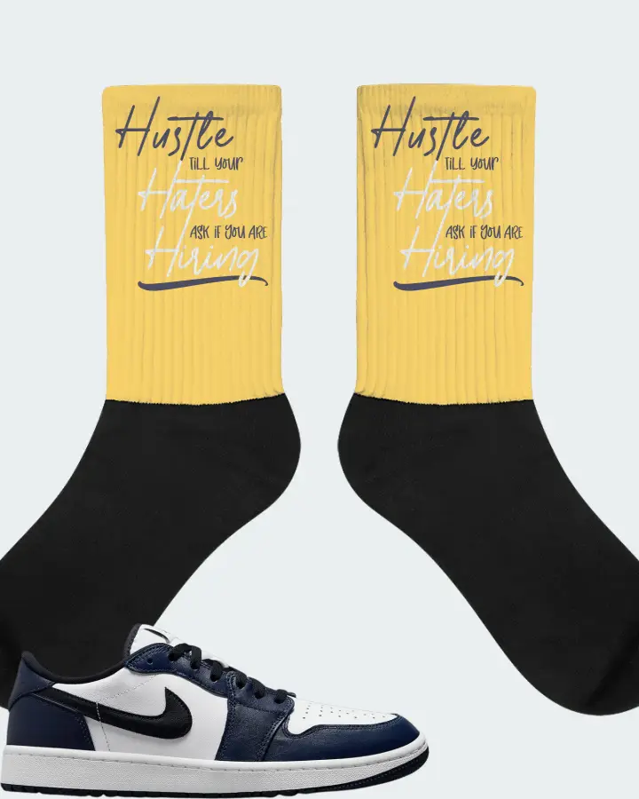 Jordan 1 Retro Low Golf Sneaker Matching Yellow Socks - HUSTLE TILL YOUR HATERS ASK