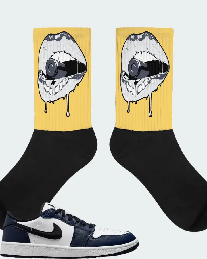Jordan 1 Retro Low Golf Sneaker Matching Yellow Socks - Kiss of Death