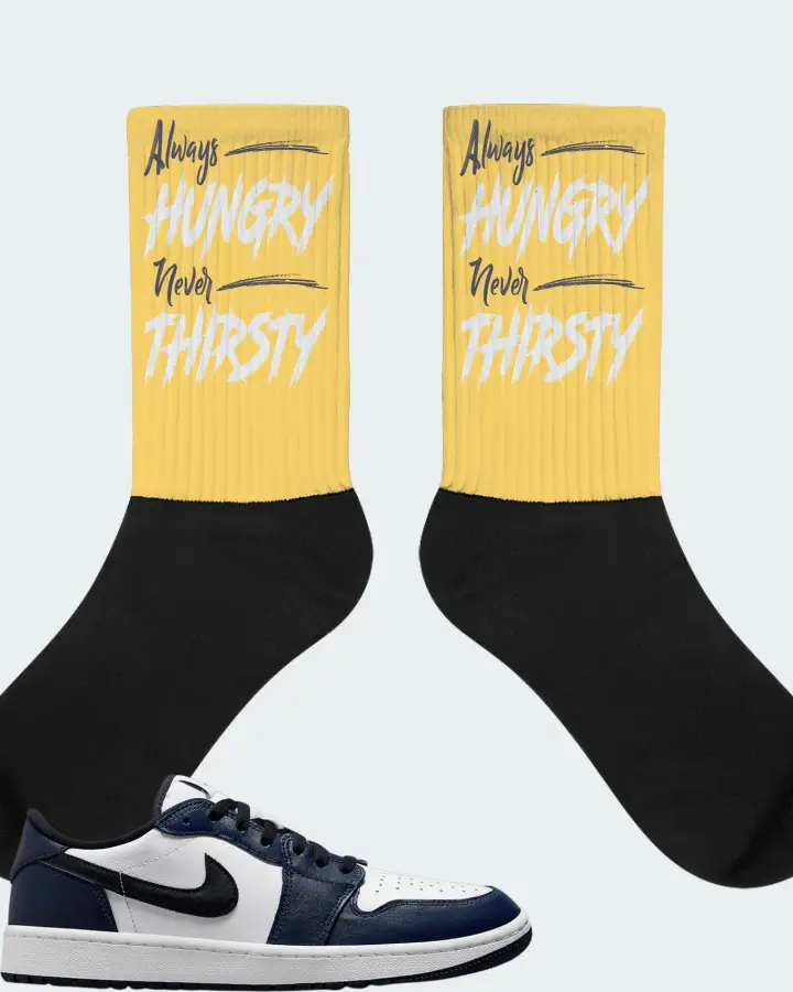 Jordan 1 Retro Low Golf Sneaker Matching Yellow Socks - Always HUNGRY Never THIRSTY