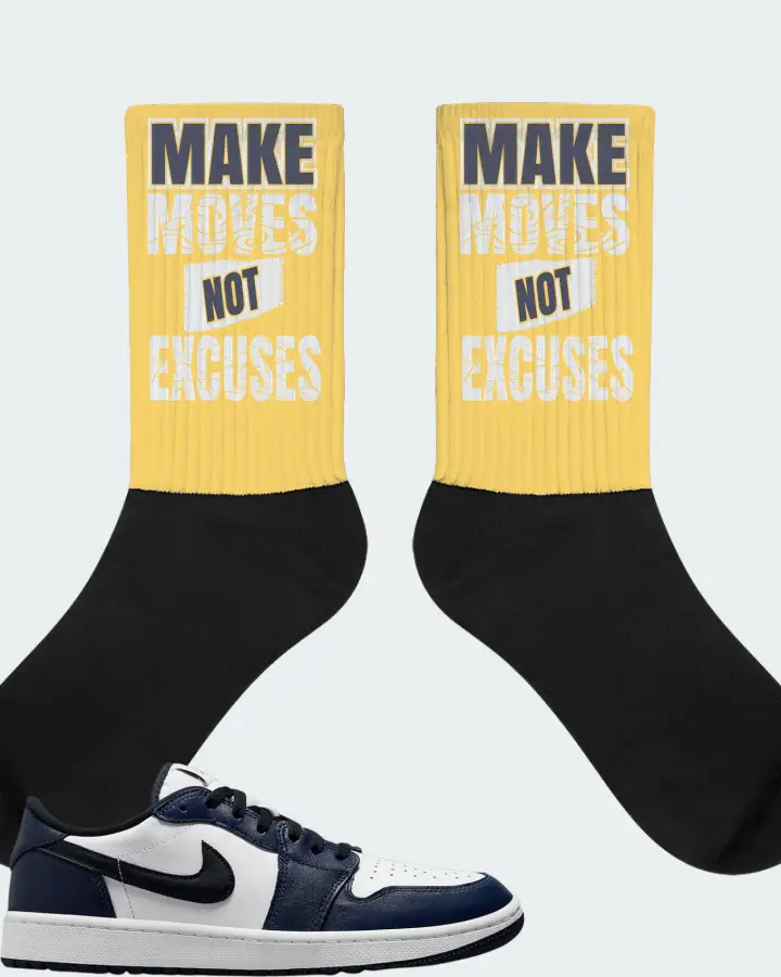 Jordan 1 Retro Low Golf Sneaker Matching Yellow Socks - Make Moves Not Excuses