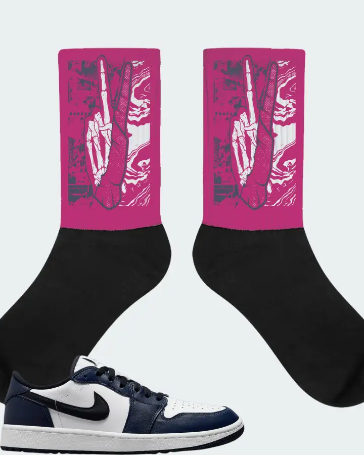 Jordan 1 Retro Low Golf Sneaker Matching Berry Socks - Peace of mind