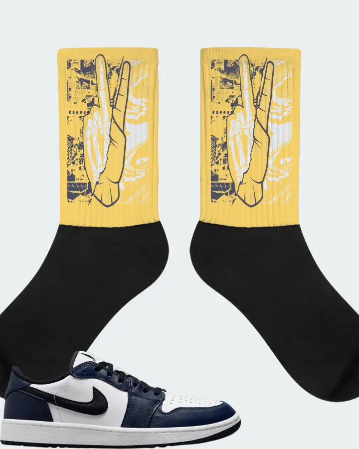 Jordan 1 Retro Low Golf Sneaker Matching Yellow Socks - Peace of mind