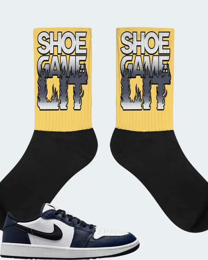 Jordan 1 Retro Low Golf Sneaker Matching Yellow Socks - Shoe Game Lit Refreshed