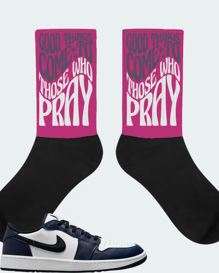 Jordan 1 Retro Low Golf Sneaker Matching Berry Socks - Good Things Come To Those Who Pray