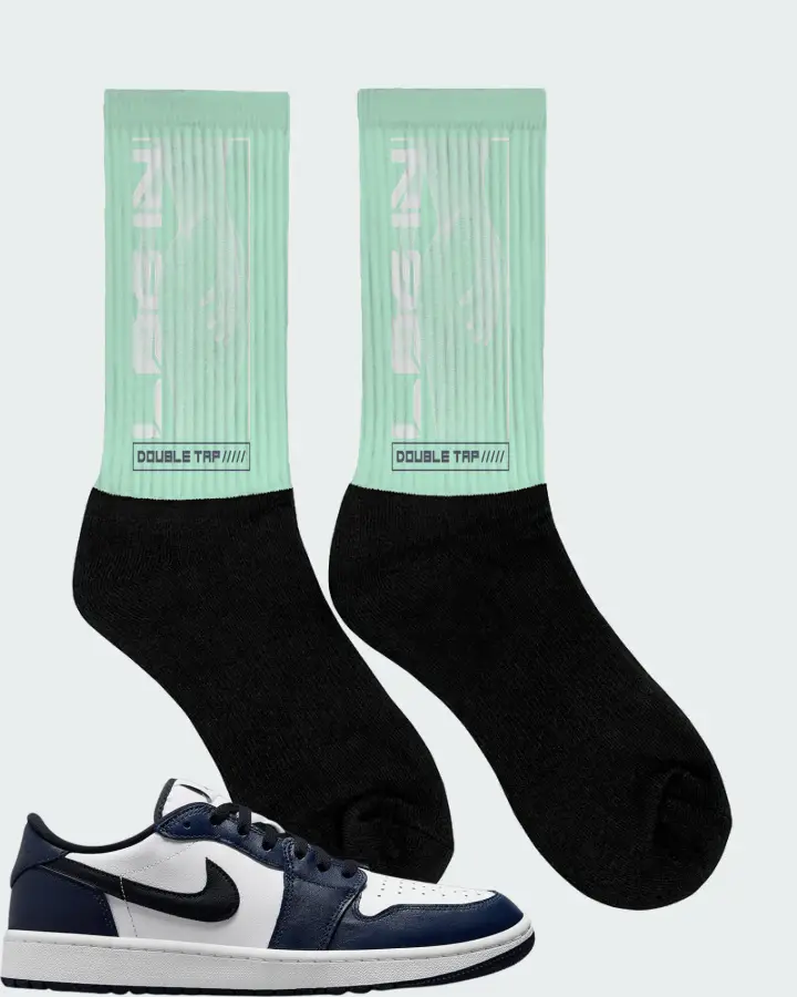 Jordan 1 Retro Low Golf Sneaker Matching Mint Socks (LOGIN) - View 2