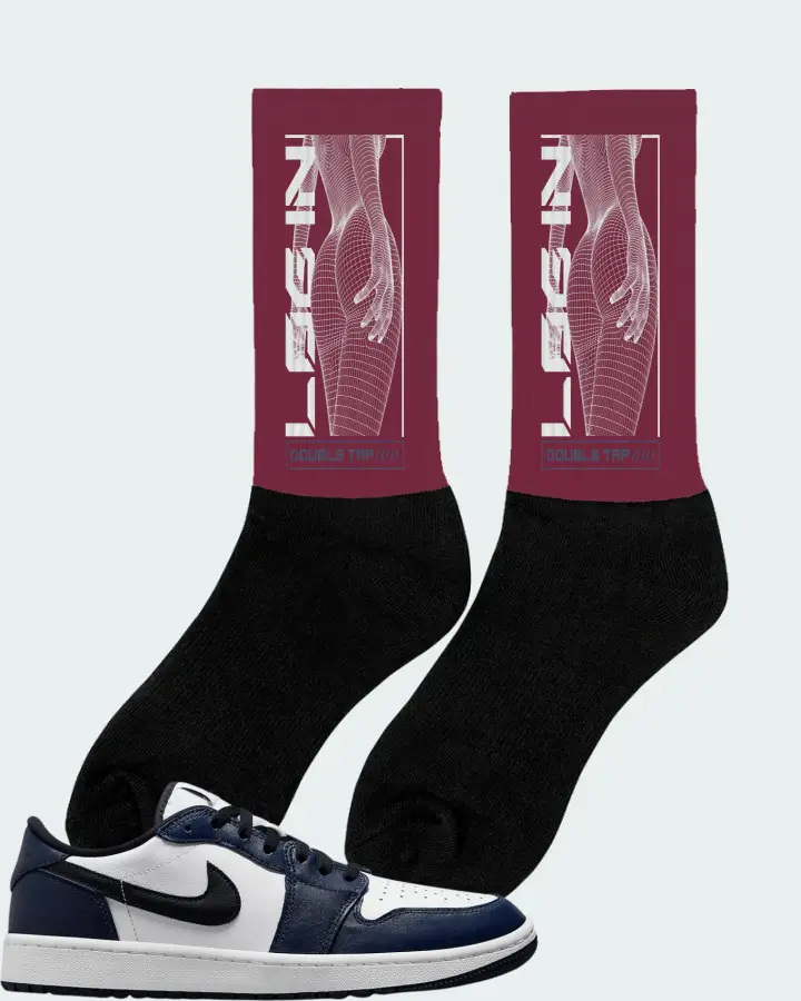 Jordan 1 Retro Low Golf Sneaker Matching Maroon Socks (LOGIN) - View 3