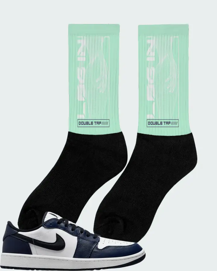 Jordan 1 Retro Low Golf Sneaker Matching Mint Socks (LOGIN) - View 3