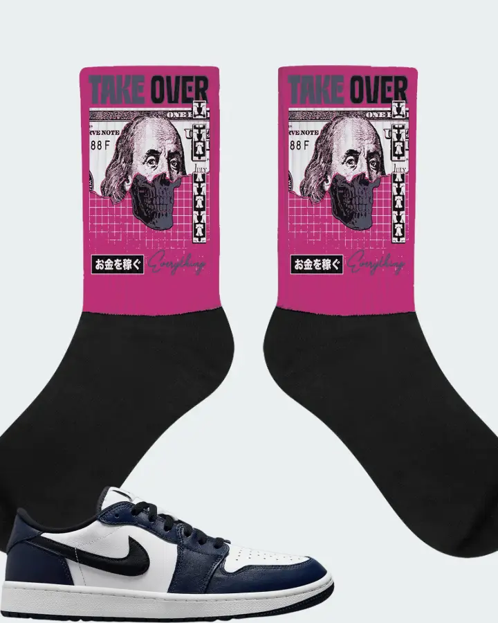 Jordan 1 Retro Low Golf Sneaker Matching Berry Socks - Take Over