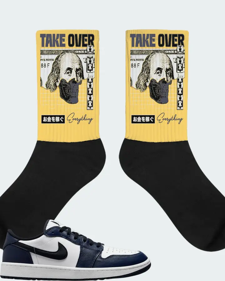 Jordan 1 Retro Low Golf Sneaker Matching Yellow Socks - Take Over