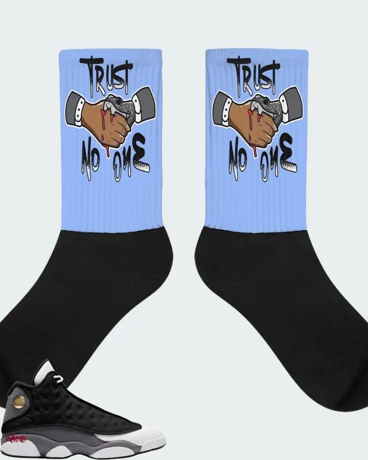 Jordan 13 Retro Sneaker Matching Carolina Blue Socks - Trust No One