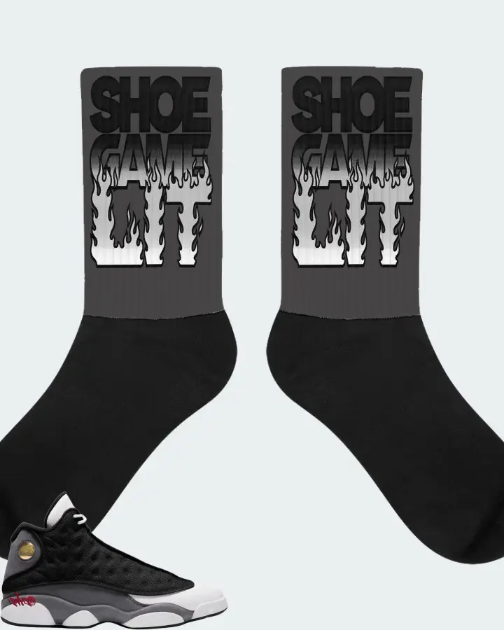 Jordan 13 Retro Sneaker Matching Dark Grey Socks - Shoe Game Lit Refreshed