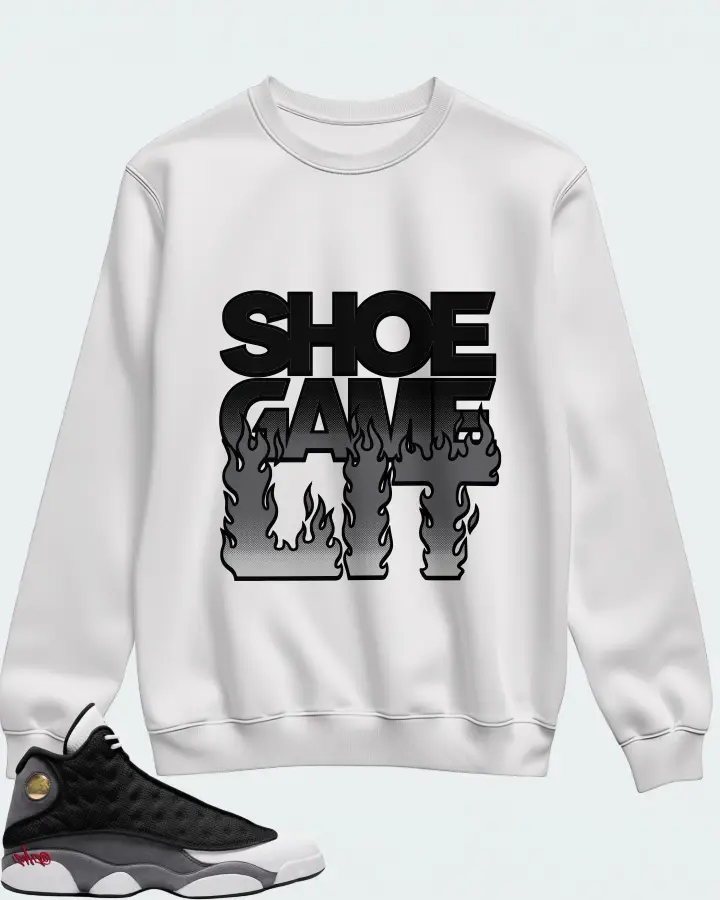 Jordan 13 Retro Sneaker Matching White Sweatshirt - Shoe Game Lit Refreshed