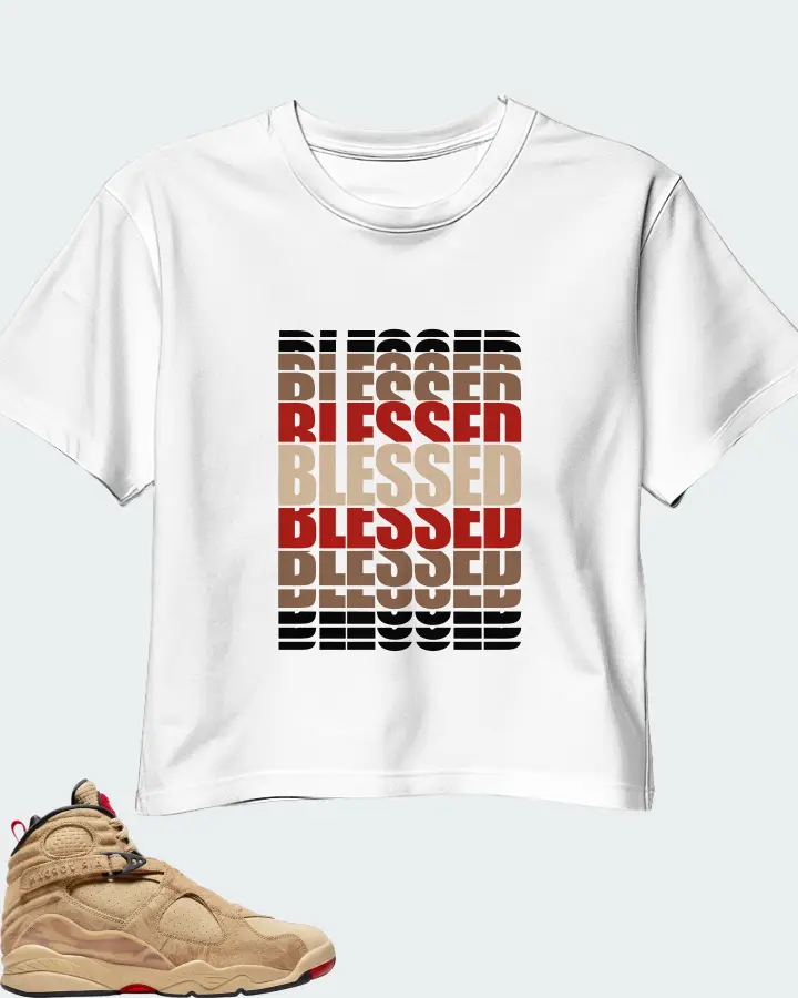 Jordan 8 Retro SE Sneaker Matching White Crop Top - BLESSED Many Times