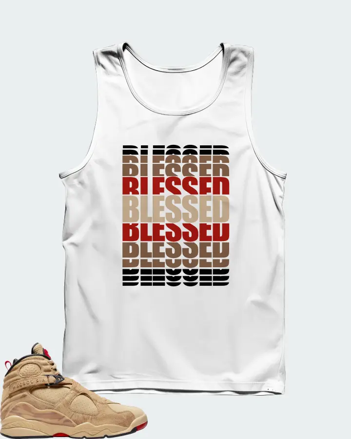 Jordan 8 Retro SE Sneaker Matching White Tank Top - BLESSED Many Times