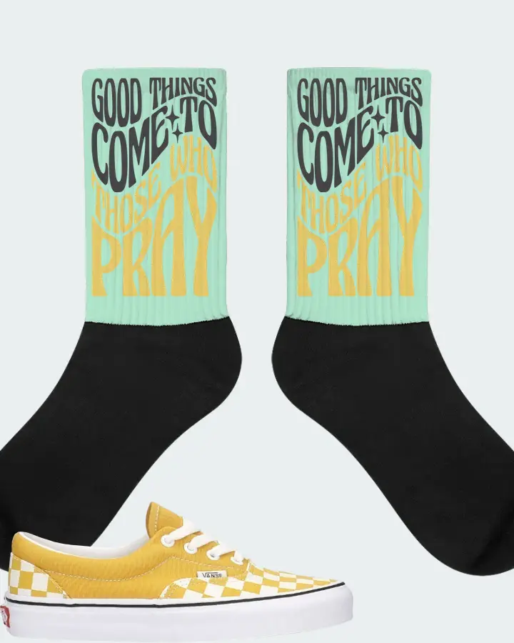 Vans Era Sneaker Matching Mint Socks - Good Things Come To Those Who Pray