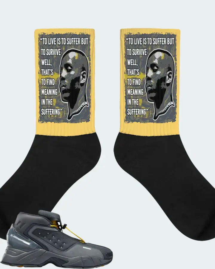 Reebok Ecto Boot Sneaker Matching Yellow Socks - DMX Suffer Quote
