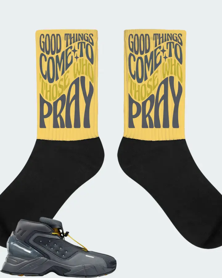 Reebok Ecto Boot Sneaker Matching Yellow Socks - Good Things Come To Those Who Pray