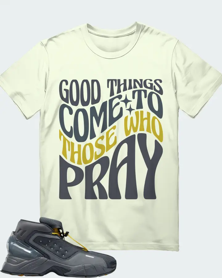 Reebok Ecto Boot Sneaker Matching Citron Gildan T-Shirt - Good Things Come To Those Who Pray