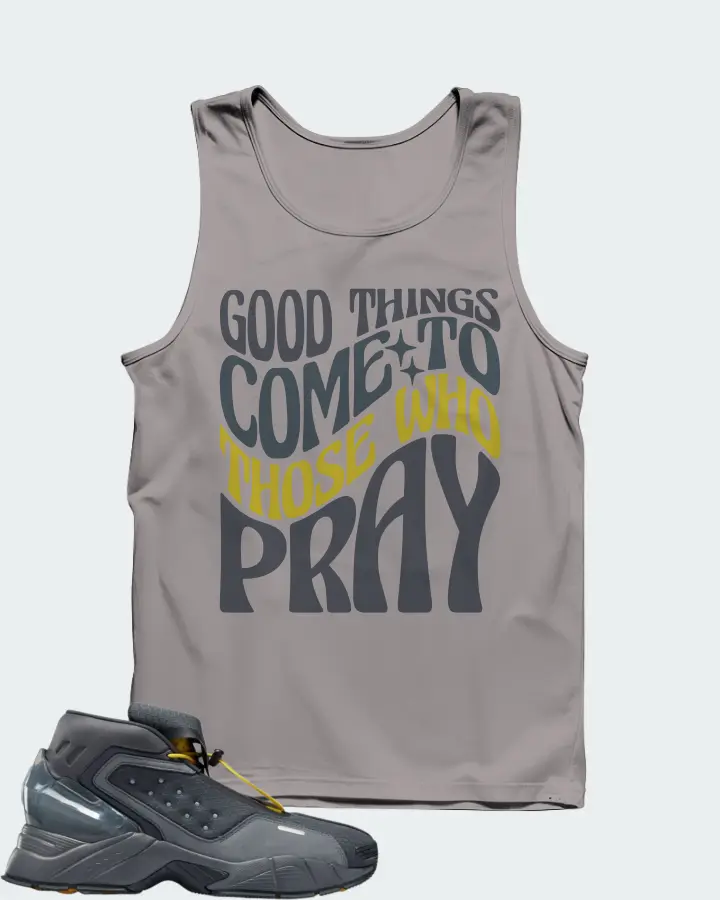 Reebok Ecto Boot Sneaker Matching Grey Tank Top - Good Things Come To Those Who Pray