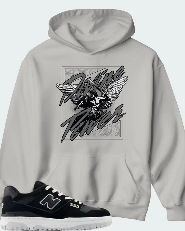 New Balance 550 Black White Grey Matter Matching Hoodie