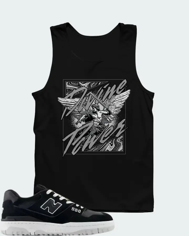 New Balance 550 Black White Grey Matter Matching Tank Top