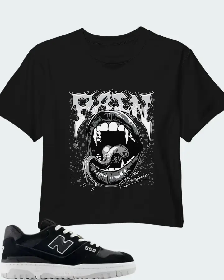 New Balance 550 Black White Grey Matter Matching Crop Top
