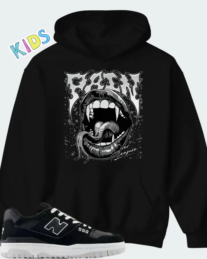 New Balance 550 Black White Grey Matter Matching Kid's Hoodie