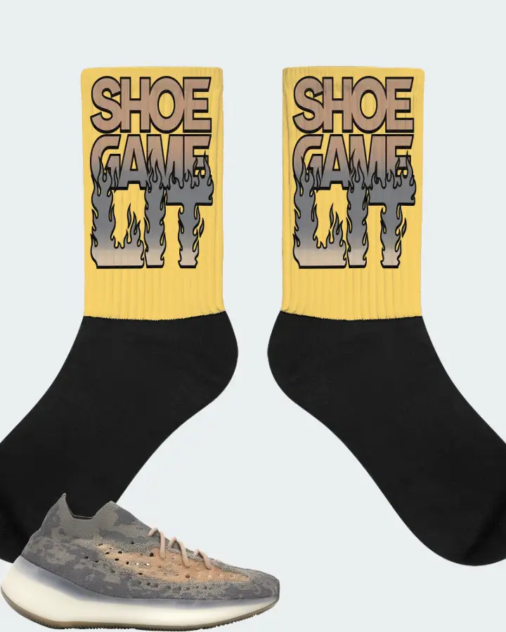 adidas Yeezy Boost 380 Sneaker Matching Yellow Socks - Shoe Game Lit Refreshed