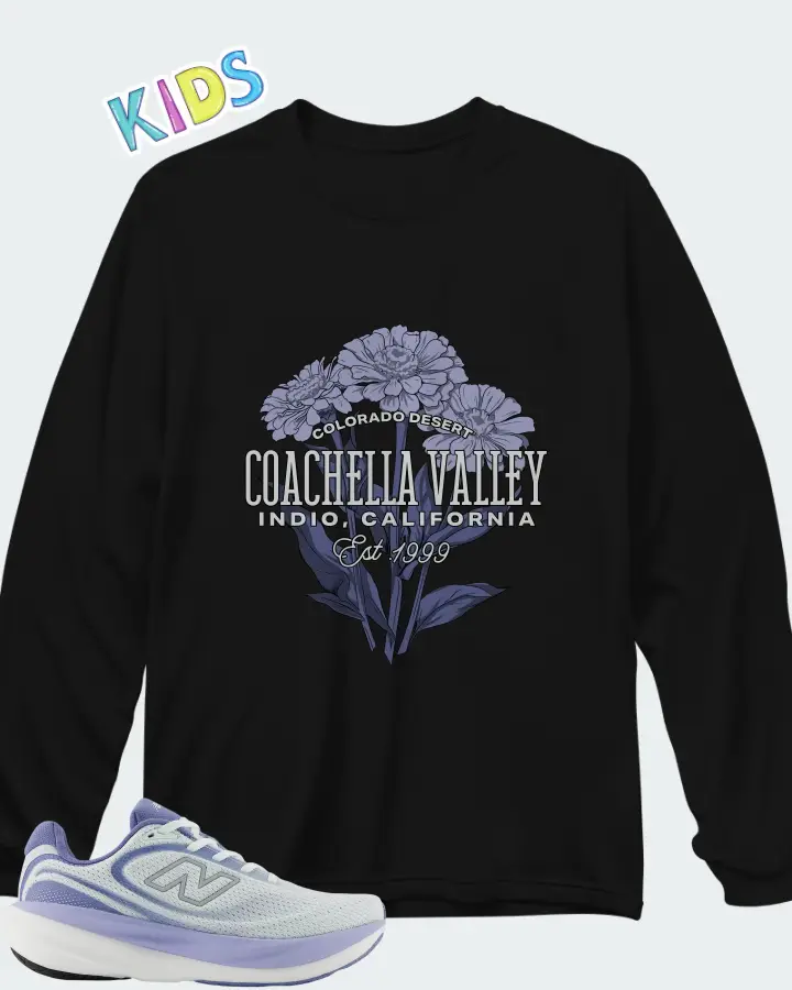 New Balance Fresh Foam X 1080v15 Glint Blue with Silver Metallic Fairweather Blue Matching Kid's Long Sleeve T-Shirt