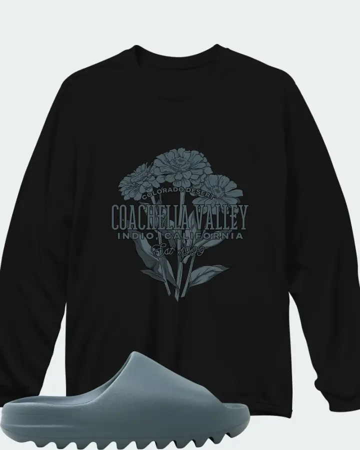 adidas Yeezy Slide Slate Marine Matching Long Sleeve T-Shirt