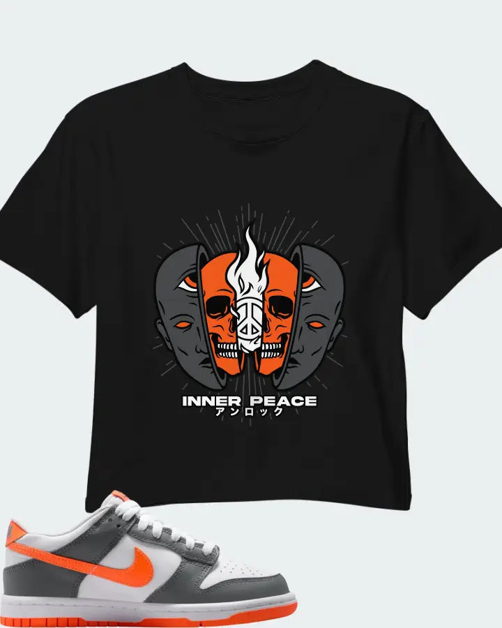 Nike Dunk Dark Grey Orange Matching Crop Top