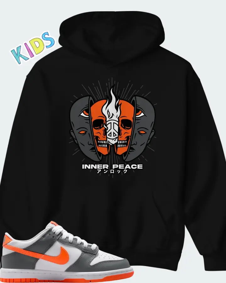 Nike Dunk Dark Grey Orange Matching Kid's Hoodie