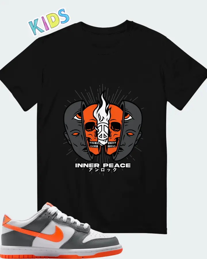Nike Dunk Dark Grey Orange Matching Kid's T-Shirt