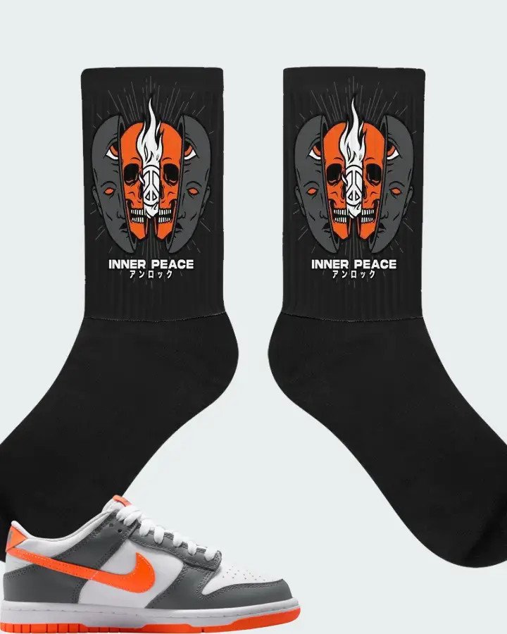 Nike Dunk Dark Grey Orange Matching Socks
