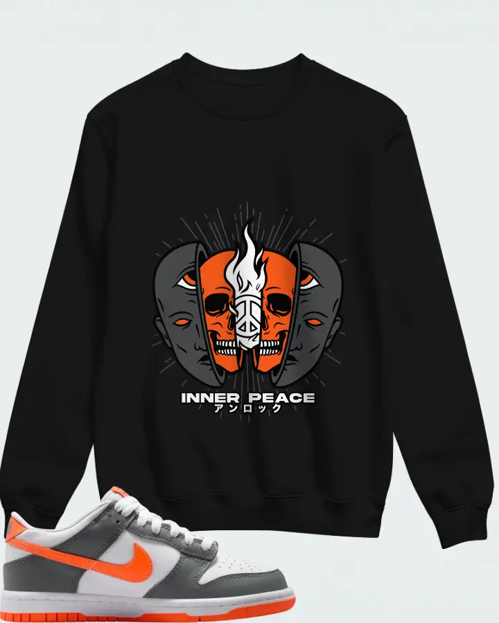 Nike Dunk Dark Grey Orange Matching Sweatshirt